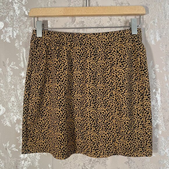 Shein Cheetah Print Black and Tan Brown Spotted Animal Print Mini Skirt Size M - Picture 1 of 4